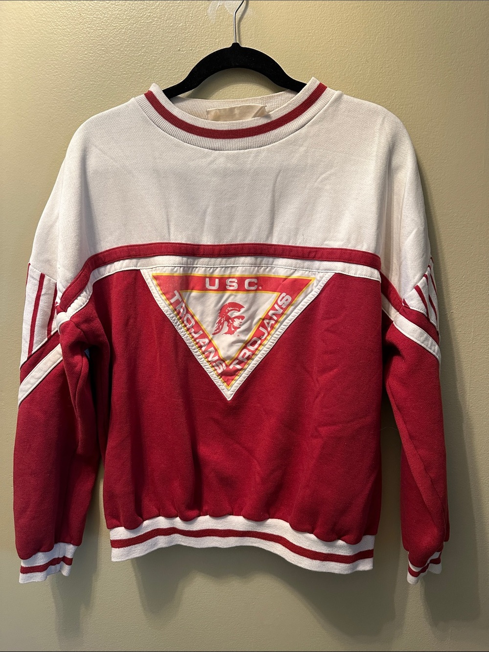 USC Trojans Red & White Vintage-Inspired Men's Crewneck Sweater
